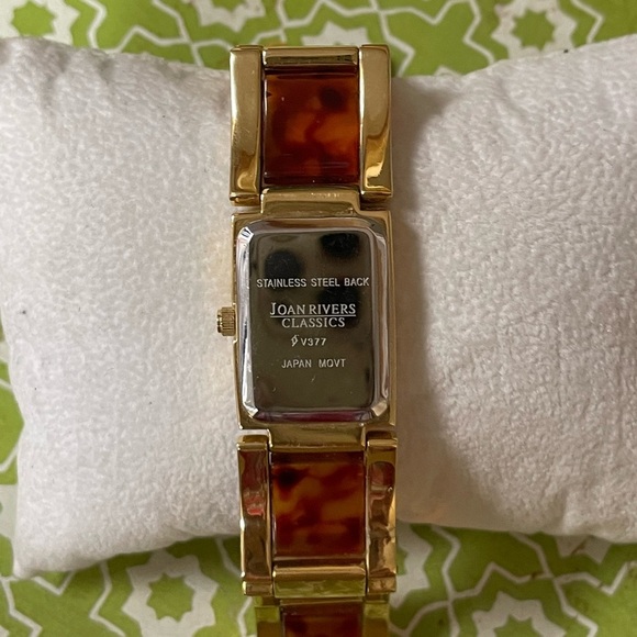 JOAN RIVERS CLASSICS VTG POLISHED GOLDTONE 21MM FAUX TORTOISE SHELL WATCH EUC - Picture 6 of 11